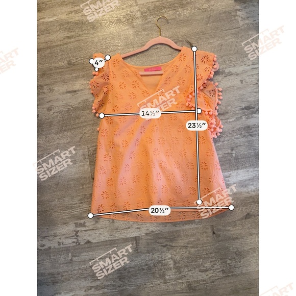 Lilly Pulitzer Coral Eyelet Blouse with Pom-Pom Trim size small - Picture 7 of 7